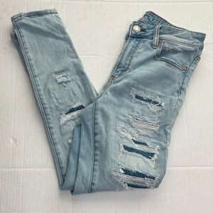 American Eagle Outfitters Jeans patches underneath distress Next Level Stretch 8